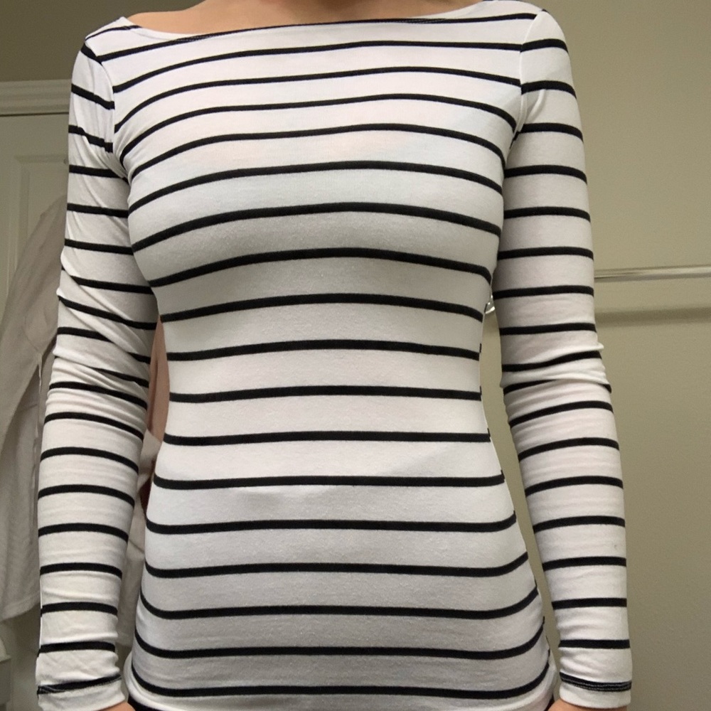 Black and white striped long sleeve shirt